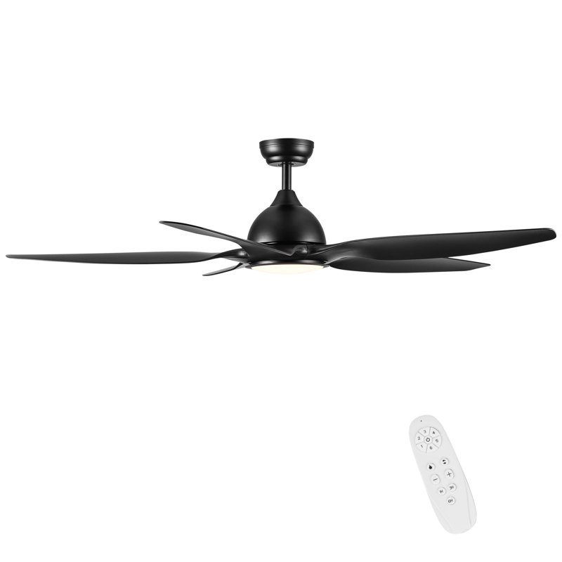 Ventilateur de plafond à DEL intégré 60 po avec pales en ABS noir