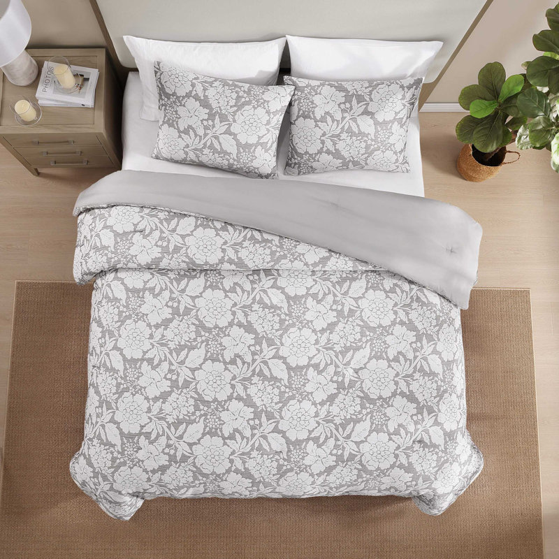 Ensemble de housse de couette réversible à motif floral Stone Cottage, Gris
