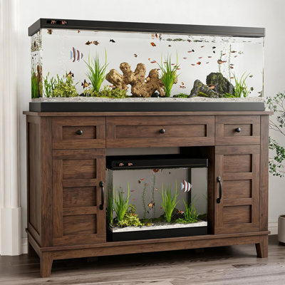 Fish Tank Stand with Power Outlet, 55 Gallon Aquarium Stand | Heavy Duty Aquarium Stand Up to 1400LBS, Fits 30-55 Gallon Tanks for Fish/Turtle/Reptile Terrarium,Retro Brown