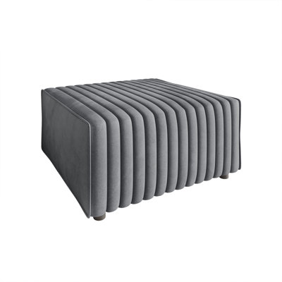 Ottoman In Light Grey Velvet