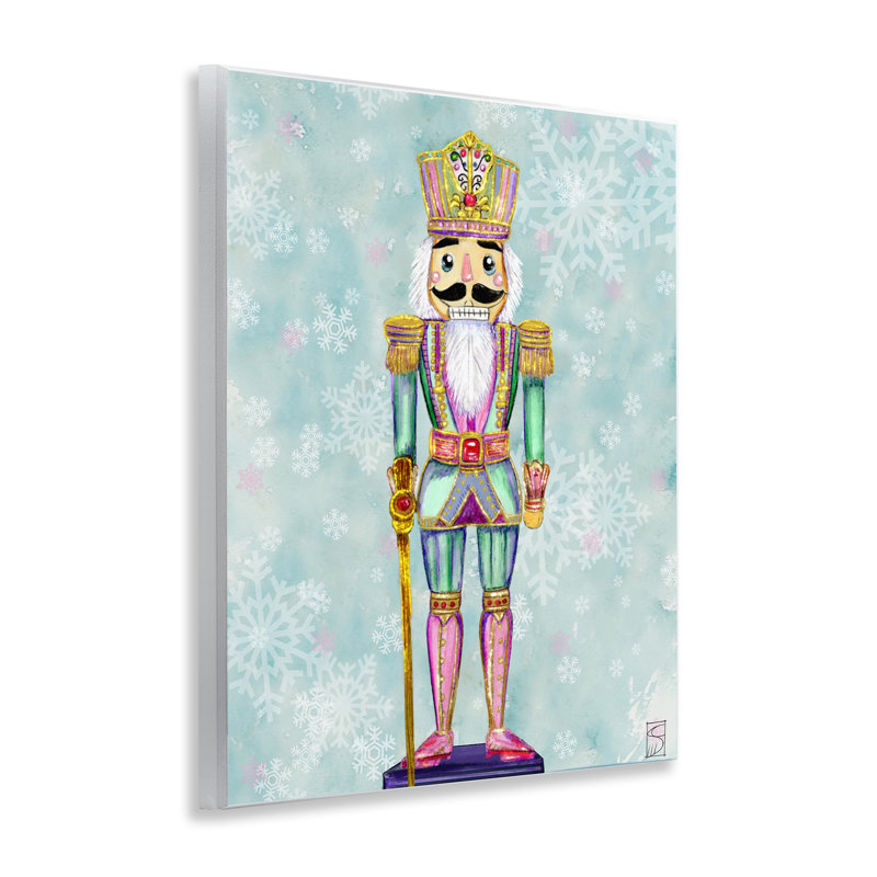 Plaque murale pastel casse-noisette sur flocons de neige, design par Sara Culpepper