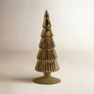 Halette 2-Piece Red Glass Tabletop Tree Set