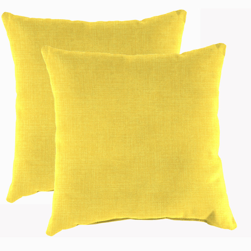 18" x 18" Solid Outdoor Throw Pillow (Set of 2), Yellow