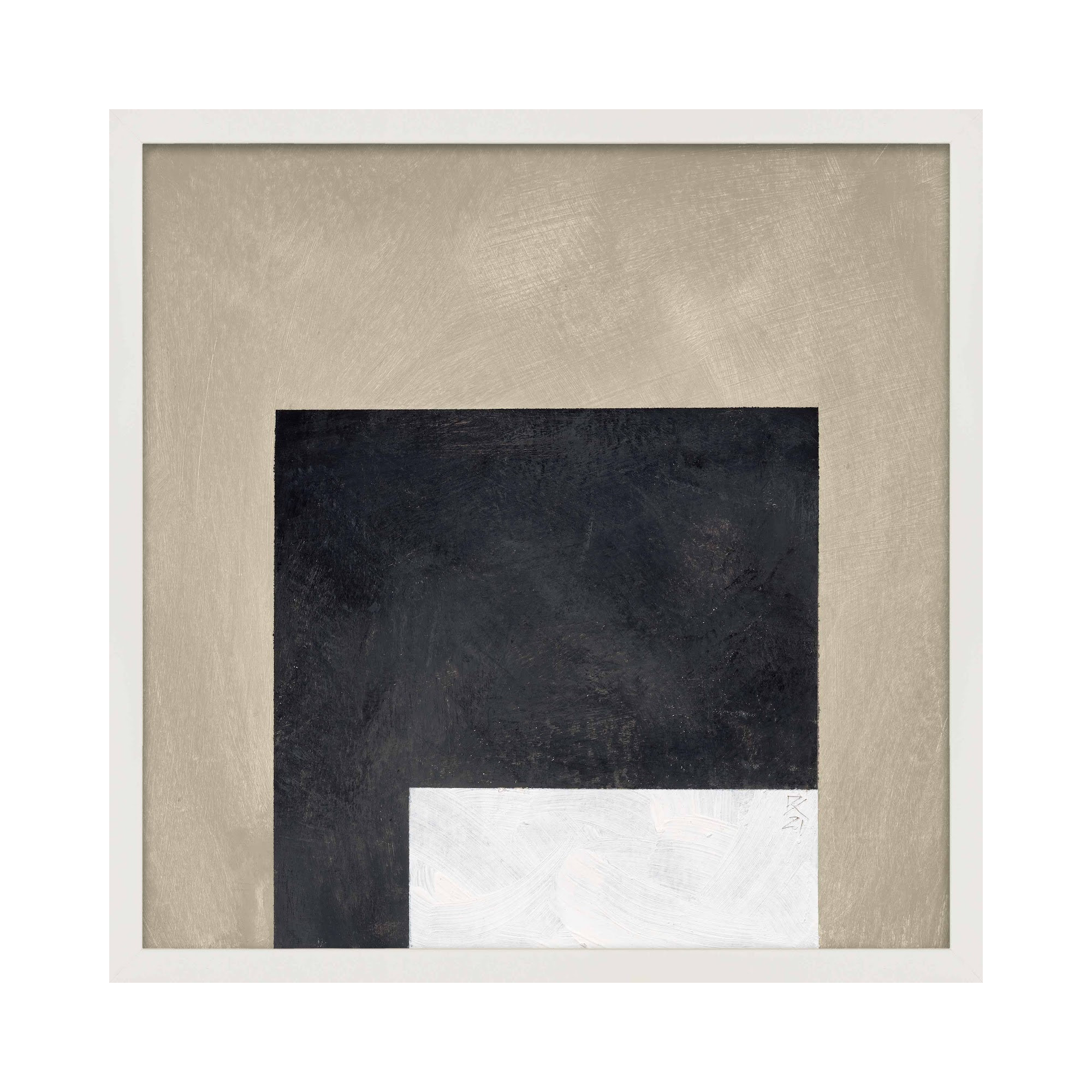 Infinite Black by Robert Kamnatnik, White Framed Paper, 16" H x 16" W x 1.25" D