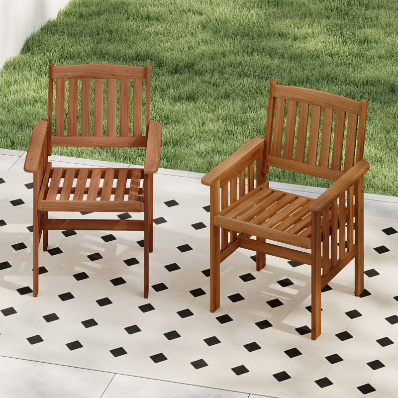 Ensemble de chaises de patio de 4 chaises avec dossier à lattes pour balcon, 4