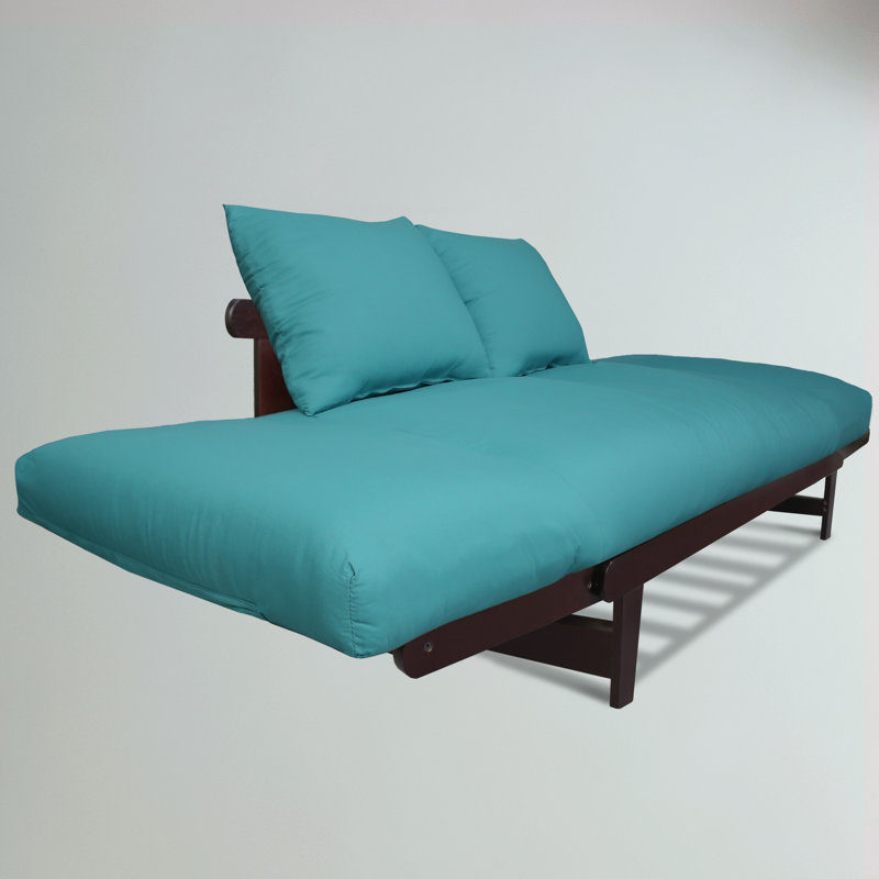 Casual Lounger Sofa Bed, Teal Polyester, Espresso