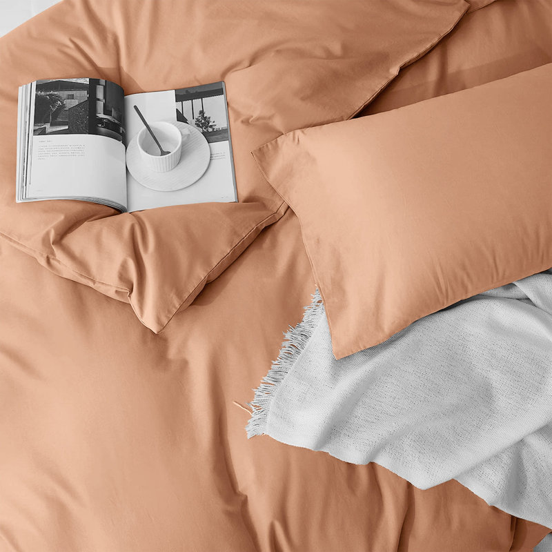 Luxury 4-Piece Microfiber Duvet Cover Complete Set, Single Duvet Cover + 2 Additional Pieces, Peach