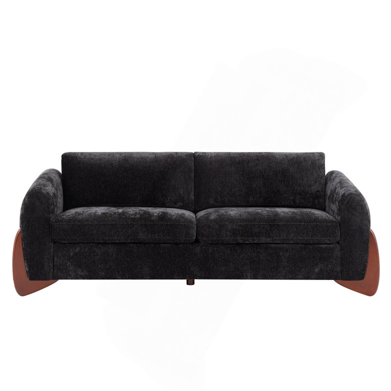 Canapé avec revêtement en tissu texturé, Noir