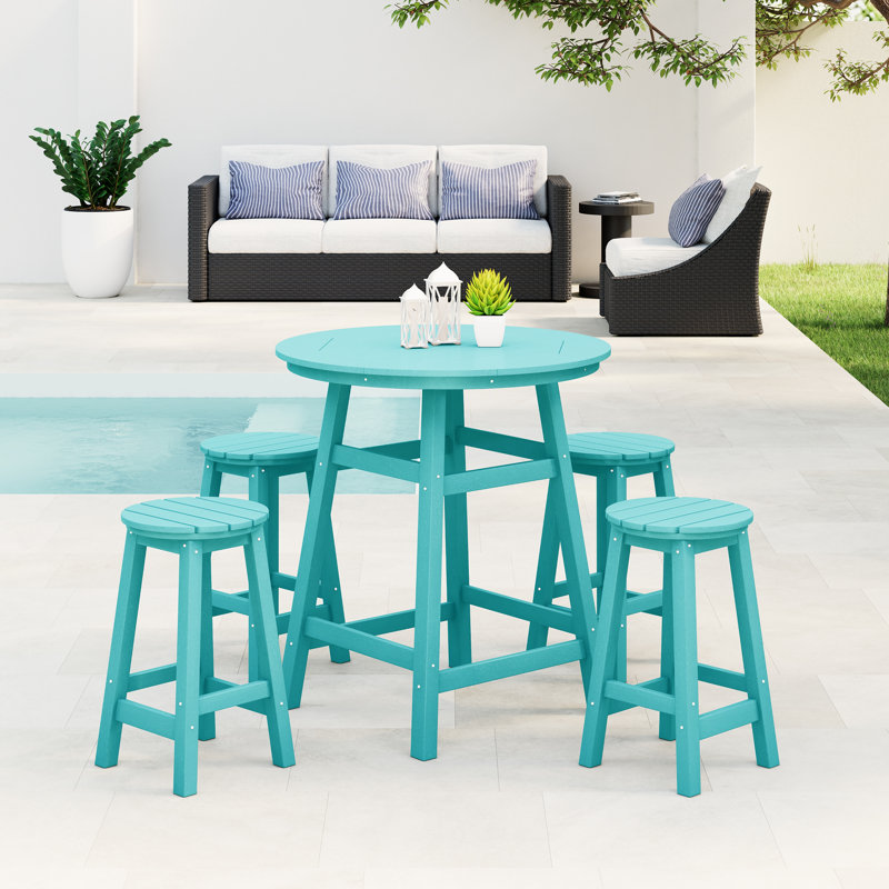 Laguna 5-Piece Round Counter Set, Teal