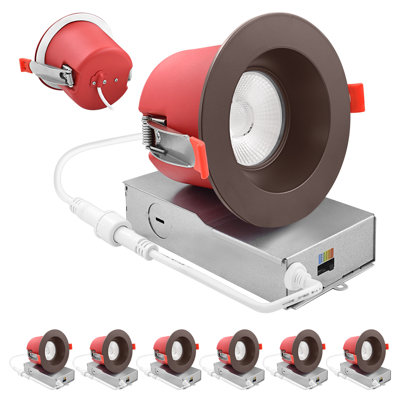 Paquet de 6 luxes 4 lumières DEL encastrées J-Box 5CCT 2700K-5000K à intensité variable, 15 W, 1000 lumens, intensité variable 60 ° C, Wet classé, ETL