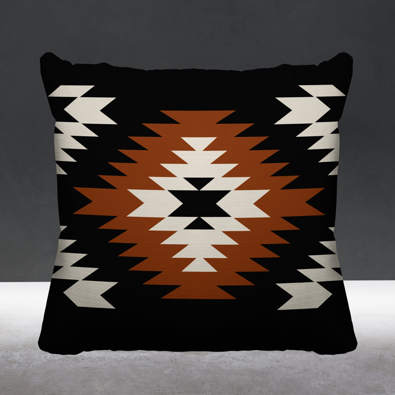 Coussin décoratif intérieur / extérieur Southwestern, L 19 po x H 19 po, Orange brûlé