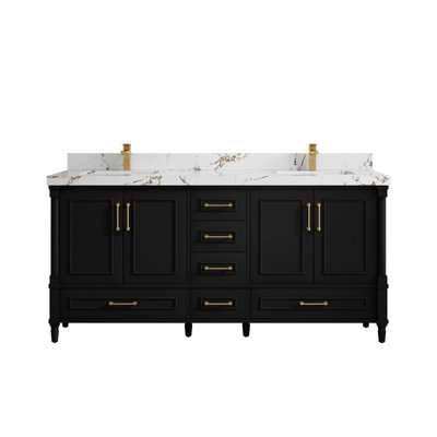 Moncef 72 po X P 22 po De meuble-lavabo double D Quartz brun Viola