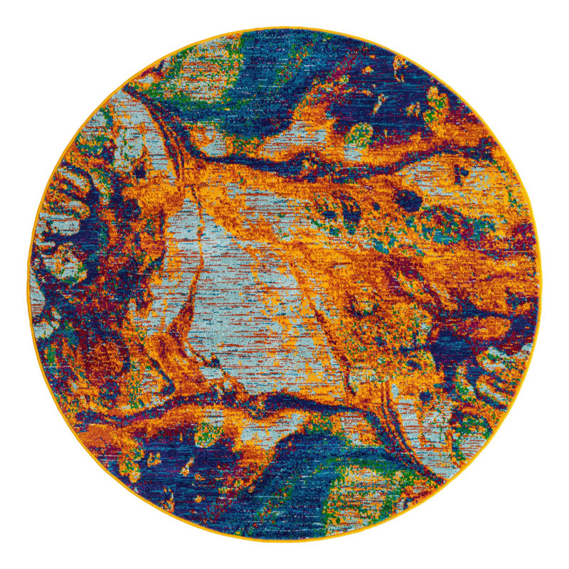 Malaija Abstract Indoor Rug, Round 5'3"