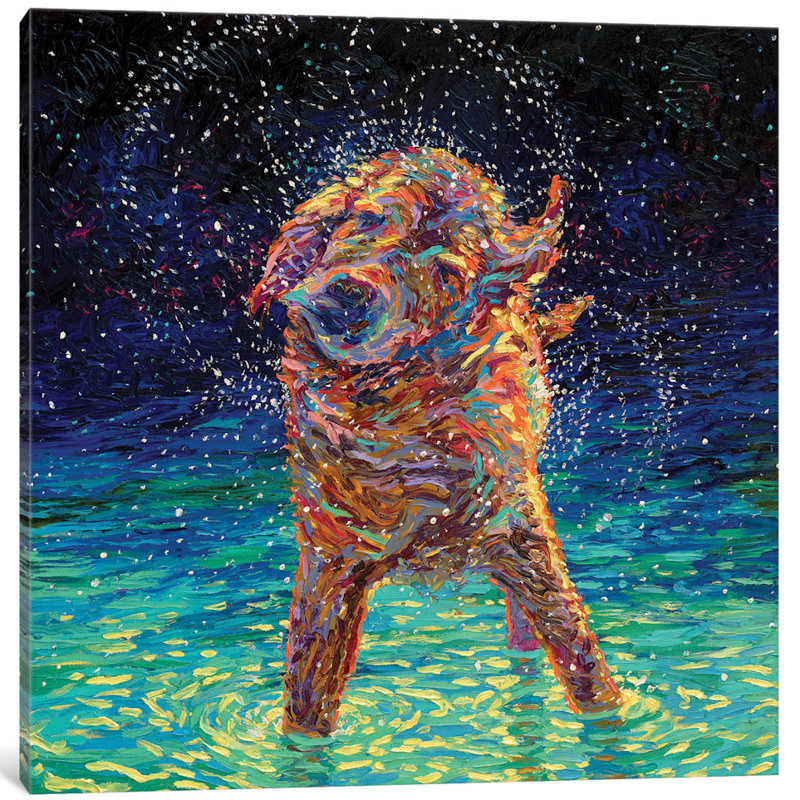 « Moonlight Swim » par Iris Scott - reproduction, H 12 po x l 12 po x P 1,5 po, Encadrement doré
