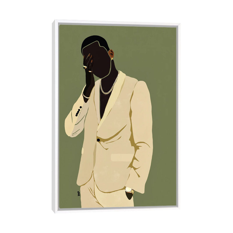 "Pierre" par Bria Nicole, impression d’art graphique, H 40 po x l 26 po x P 1,5 po, Toile blanche encadrée, Pas de tapis