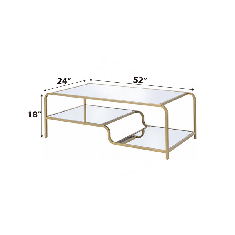Table basse à miroir avec base en métal