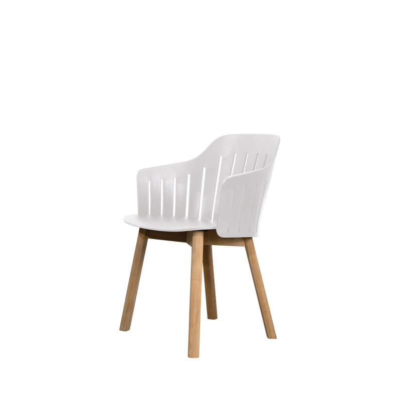 Choice Chair Outdoor and Four Teak Legs Base with Upholstery Cane-line Free Seat Cover, White/Taek