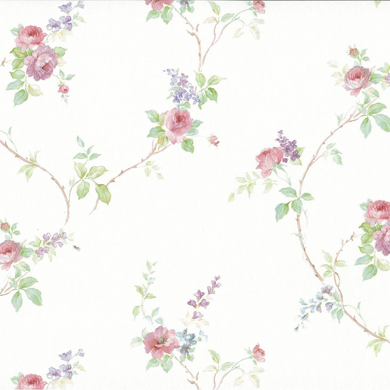 Rouleau de papier peint L 32,7 pi x l 20,5 po Ocala, Rose / Mauve / Bleu