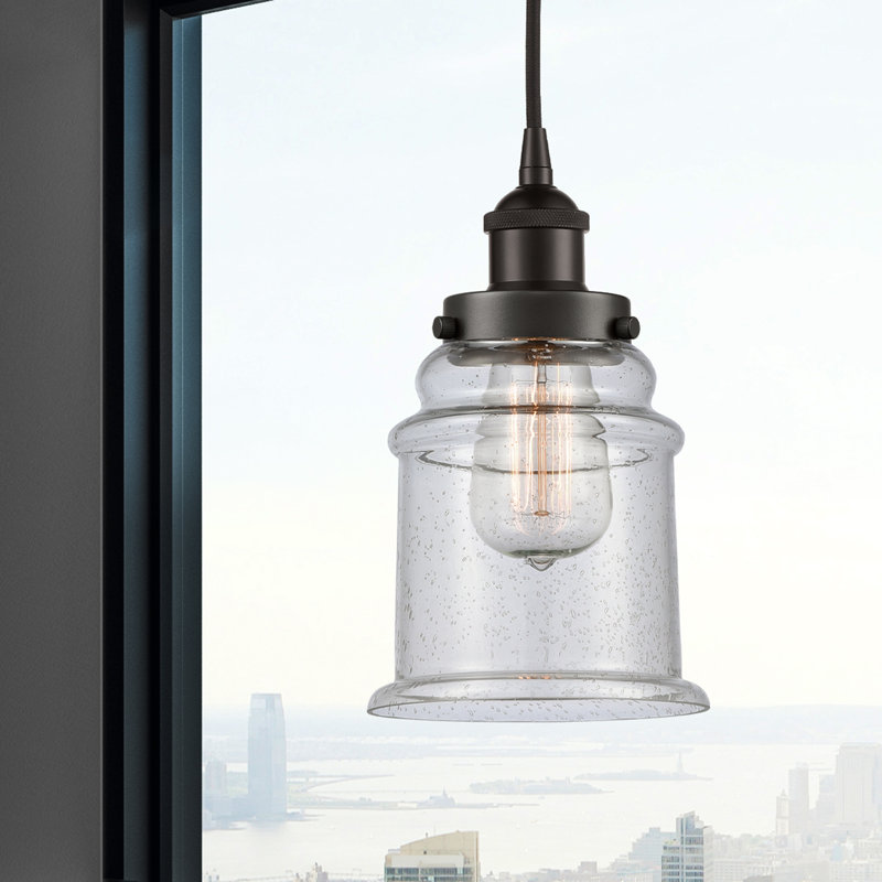 Luminaire suspendu cylindrique à 1 lumière Amiriya, H 11 po x l 6 po x P 6 po, Bronze frotté à l'huile
