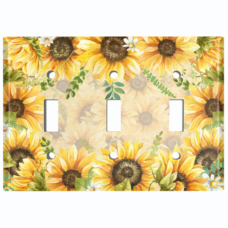 Metal Light Switch Plate Outlet Cover (Summer Time Sun Flowers Bouquet  - Single Toggle)