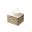 Meuble-lavabo de 24 po avec lavabo, armoire de rangement murale en contreplaqué avec tiroir, lavabo rond en céramique et plateau en pierre à motif de travertin Roma pré-assemblé