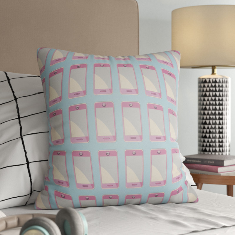 Cheever Geometric Throw Pillow, Robin's Egg, 22" H  x 22" W x 5" D