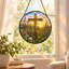 Stained Glass Cross Suncatcher Window Hanging Ornament