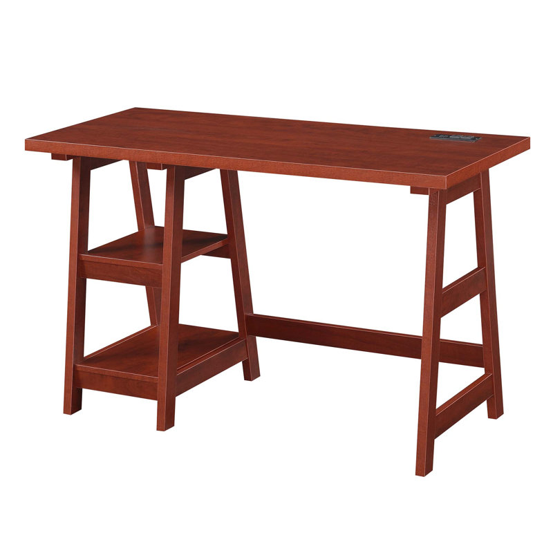 Bureau d'ordinateur avec prises intégrées Saribek, Cerisier