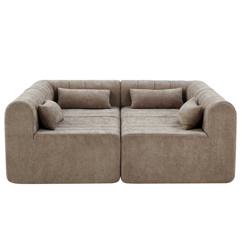 Forma 145.5 Inch Modern Modular Compression Boneless Sectional Sofa, Espresso Polyester