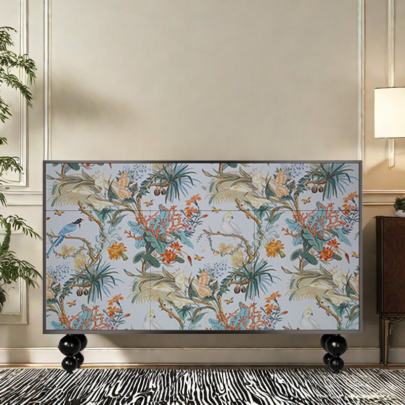 Armoire d'appoint et buffet Abstraction, Noir / multicolore