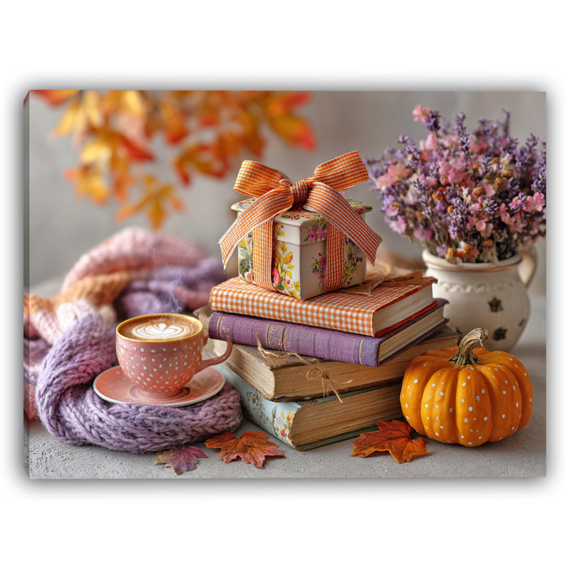 «Pumpkin Latte Moment», art mural sur toile tendue, H 36 po x l 48 po