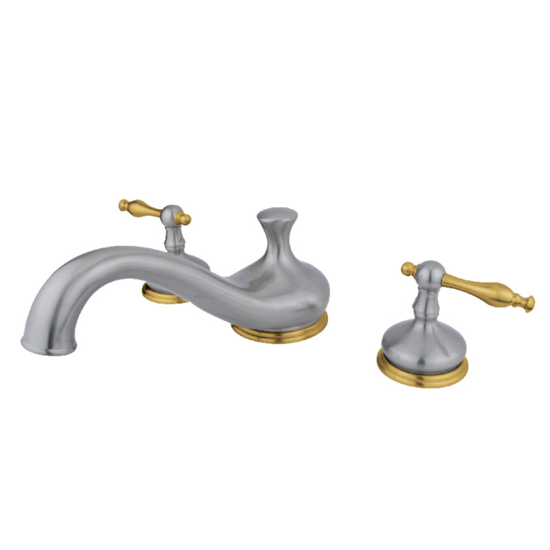 Kingston Brass Heritage Two-Handle 3-Hole Deck Mount Roman Tub Faucet, Polished Brass