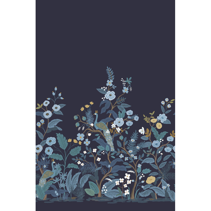 White Peacock Wall Mural, Blue