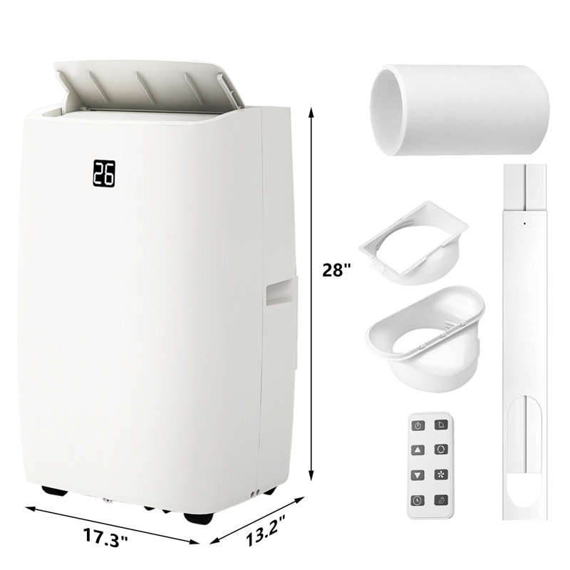 Climatiseur portatif 12-en-1 12 000 BTU avec affichage numérique et télécommande, refroidit les pièces jusqu'à 450 pieds carrés, modes déshumidificateur et ventilateur, mode veille intelligente et minuterie 24 heures