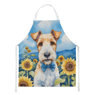 Fox-terrier en tablier tournesols