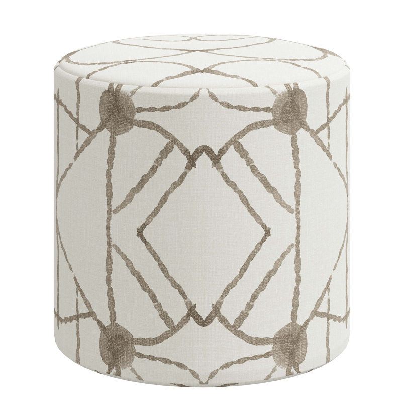 Epaulette Upholstered Ottoman, Hans Cream Geometric