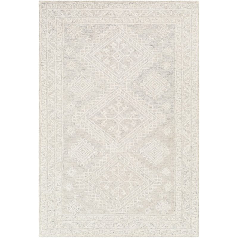 Tapis beige en laine touffeté à la main Hyer, Rectangle 6 pi x 9 pi
