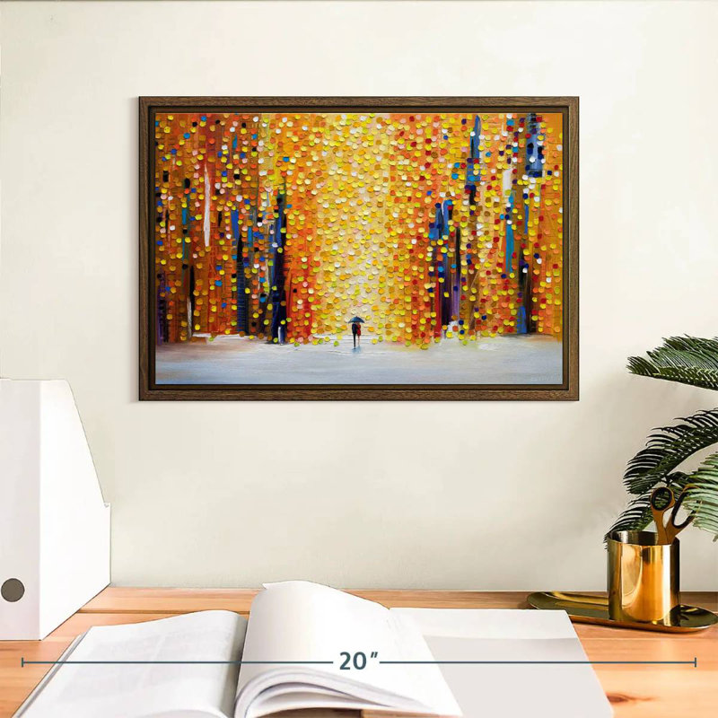 Coucher de soleil, 13 po x 9 po, Cadre flottant en noyer