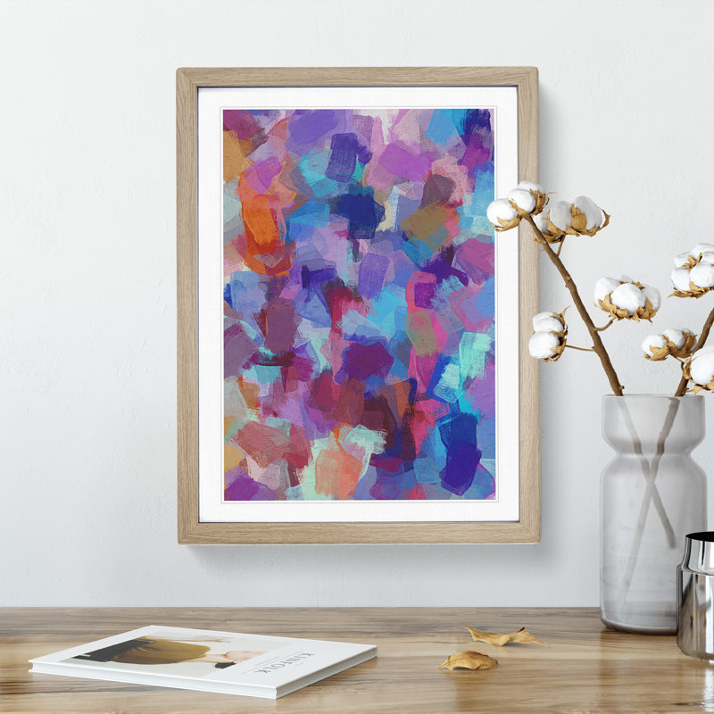 Celestial Abstract - Wall Art, 66cm H x 48cm W x 2cm D, Oak Framed, White