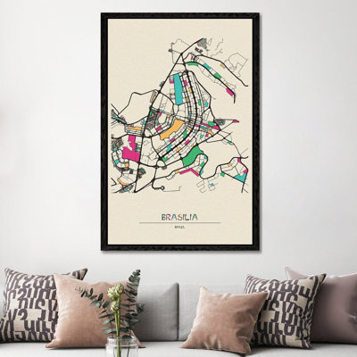 Brasilia, Brazil Map by Ayse Deniz Akerman - Print on Canvas