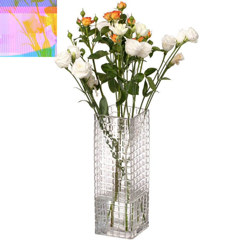 10-Inch Square Frosted Gray Glass Table Vase - A Timeless Centerpiece For Dining Tables, Living Rooms, Bedrooms, Hotel Reception Areas And Conference Rooms, Ideal For Weddings And Special Occassions