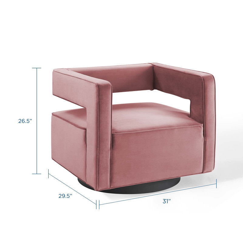 Booth Performance Velvet Swivel Armchair, Dusty Rose