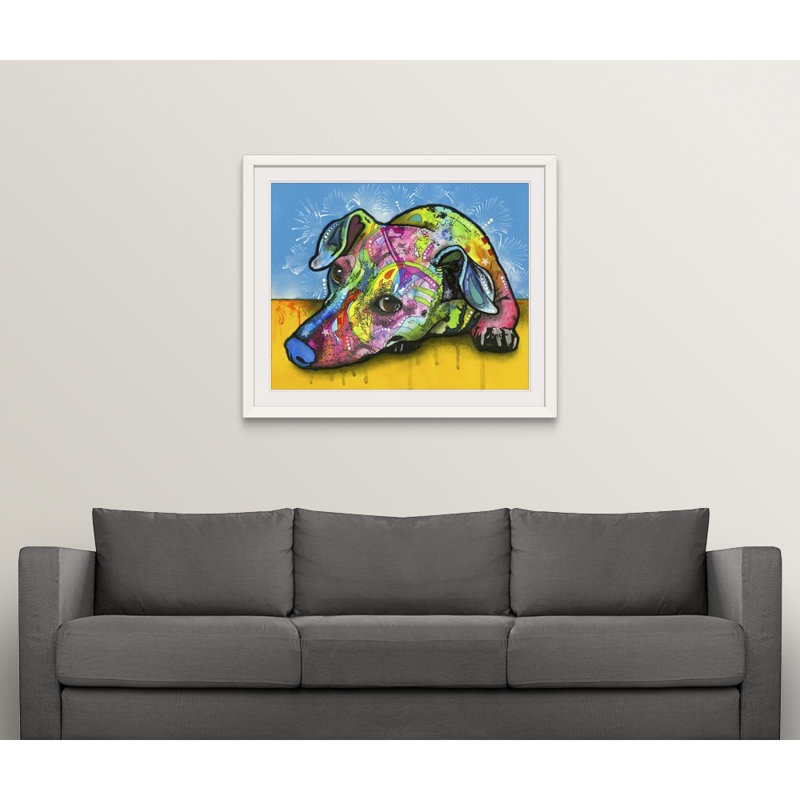 " Im Waiting " by Dean Russo, 27" H x 32" W x 1" D, White Framed