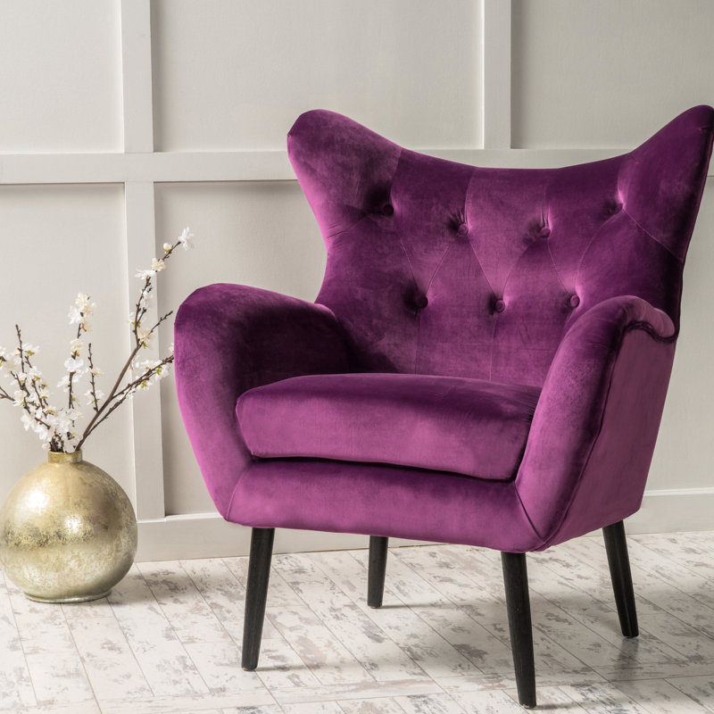 Chaise rembourrée en velours fuchsia de style Mid-Century confortable et confortable