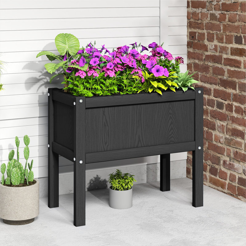Boîte à fleurs surélevée en PEHD Nakirah, Noir