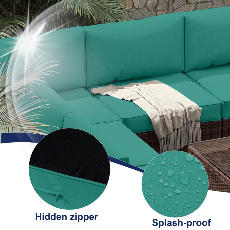 Outdoor Sectional Cushions, Outdoor Cushions For Patio Furniture Replacement, Waterproof Patio Furniture Cushions, Patio Sectional Cushions For Outdoor Sofa(14Pcs)