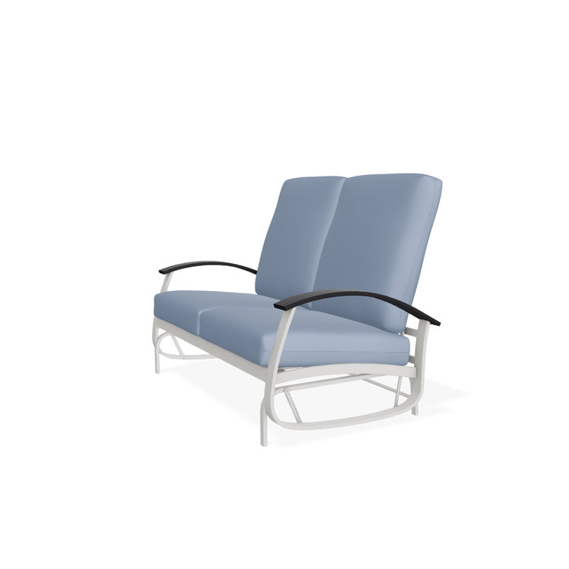 Banc oscillant avec coussins Askar, Toile toile Sunbrella® bleu ciel, Noir P70, Neige texturée