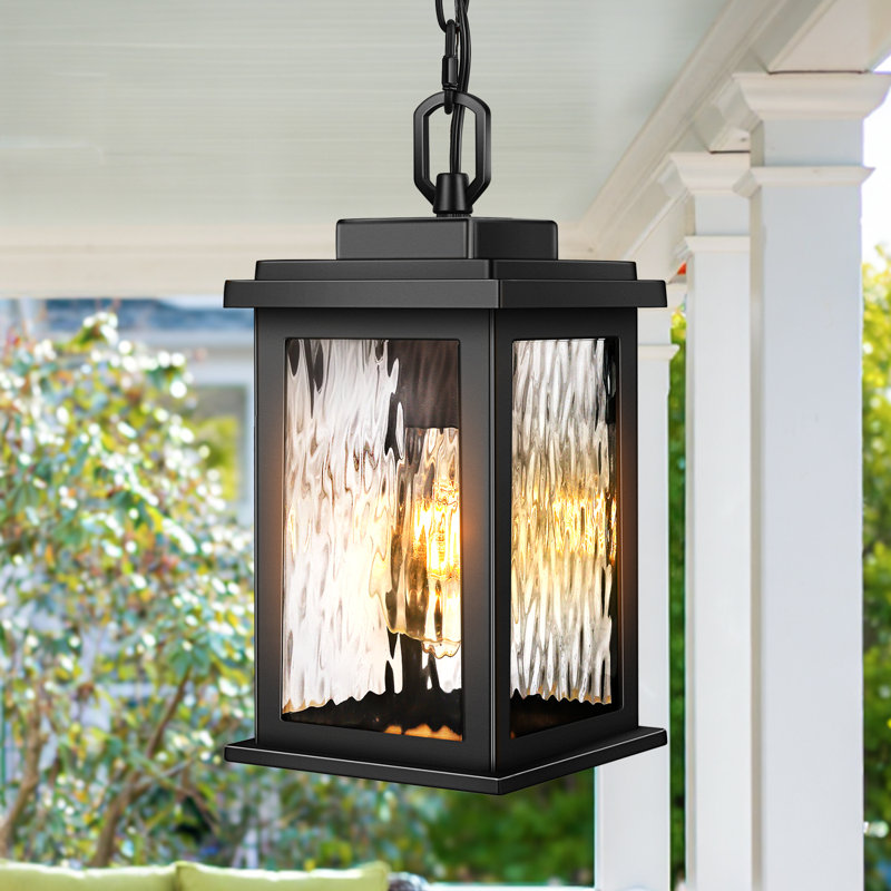  Lanterne suspendue noire d'extérieur, luminaire suspendu de style campagnard, Noir, noir, noir, noir