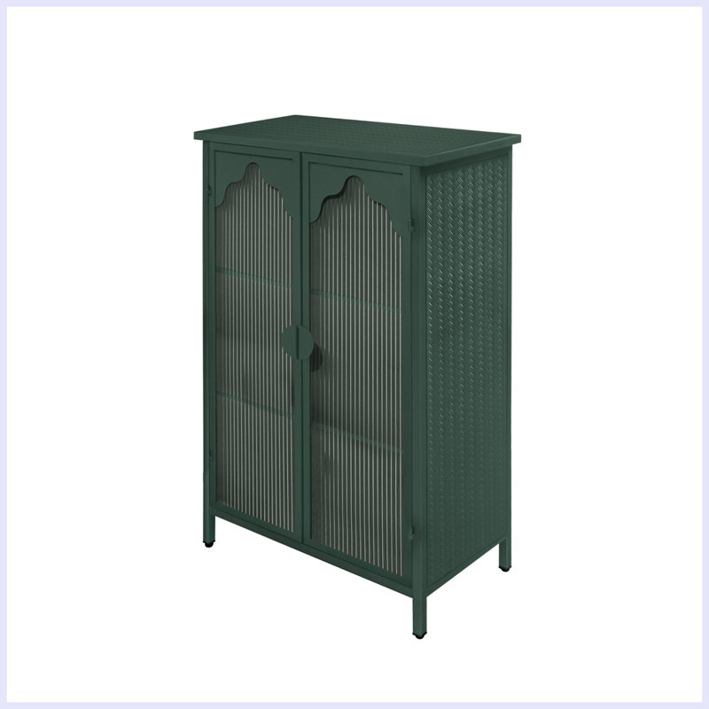 Vitrine avec portes en verre, Vert foncé