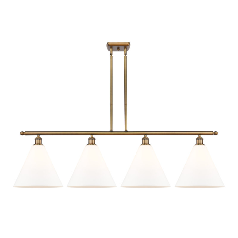 Luminaire suspendu linéaire à 4 lumières pour îlot de cuisine Allan-John, Blanc mat, H 47,25 po x l 50,25 po x P 12 po